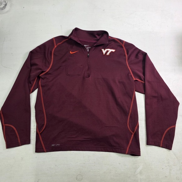 Virginia Tech Hokies NCAA Nike Dri-Fit 1/3 Zip Pullover Jacket Burgundy Men's M - Picture 1 of 10